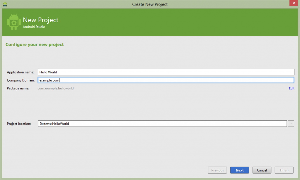 configure new project