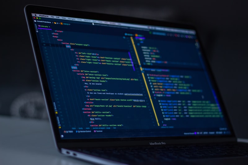 Code on a dark monitor